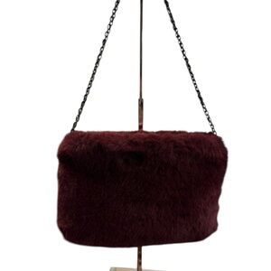 A New Day Burgundy Faux Fur Clutch / Shoulder Bag
